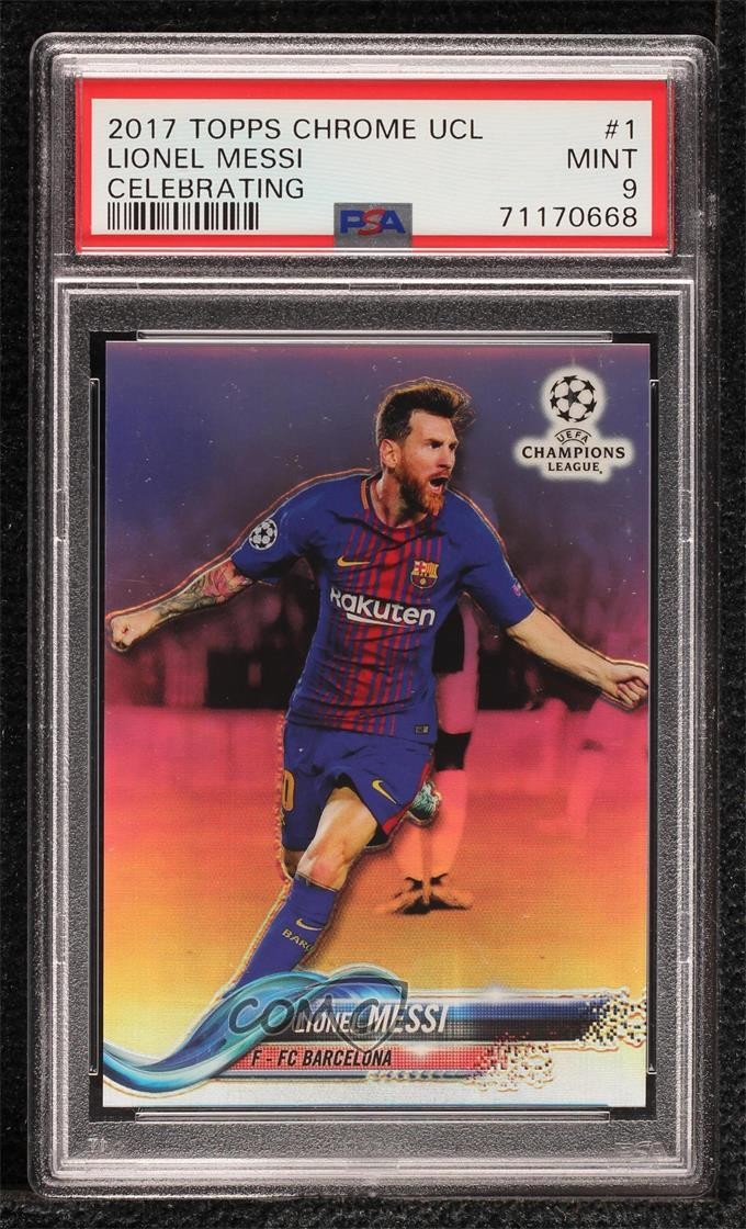 2017 Topps Chrome UCL Image Variation Refractor Lionel Messi #1 PSA 9 MINT 14hs