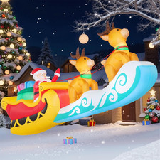 10FT Christmas Inflatables Santa's Sleigh 2025 NEW LED Outdoor Decoration