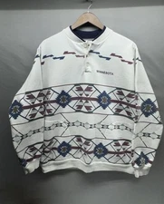 VTG 90’s Art Unlimited Aztec Minnesota Pullover Sweatshirt Lrg All Over Graphic