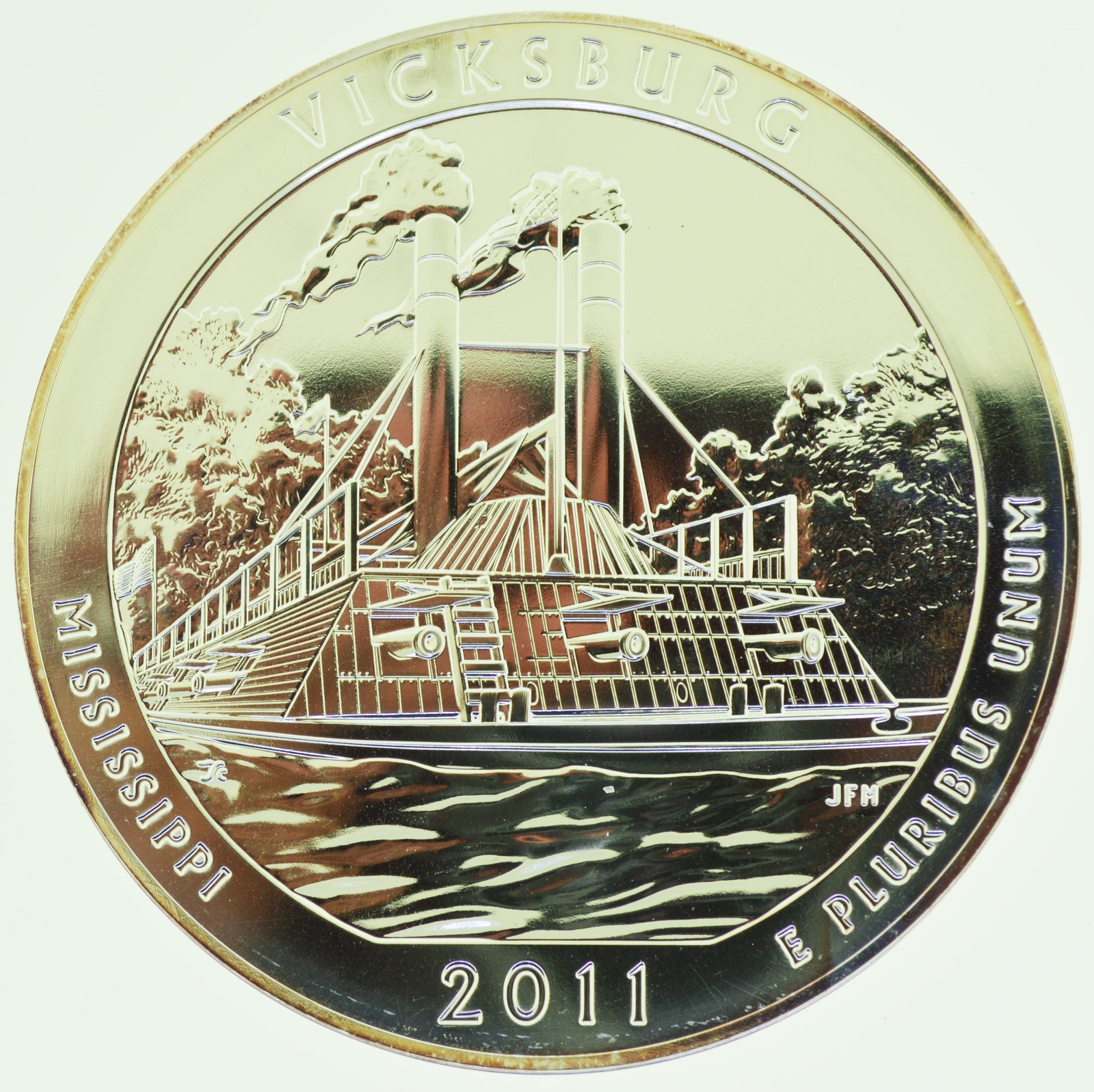 2011 5 oz .999 Fine Silver Quarter Dollar Vicksburg Mississippi Large