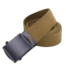 Coyote Brown Cotton Belt 1.25" Wide w/ Black Buckle Mocha Dark Tan