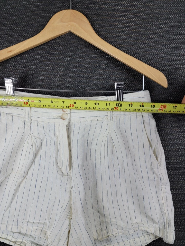 Esprit Pantalones Cortos Rayas Mezcla Lino Talla 8 Mujer Verano Informal Foto 3 de 4