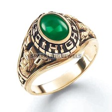 Lustrous Emerald Oval Cut With 14K Solid Gold Ring For Men 500