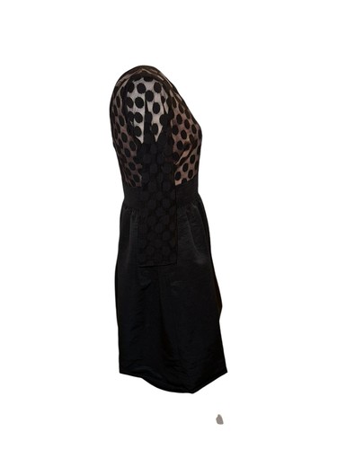 Eliza J. Womens Polka Sheer Long Sleeve Cocktail Mini Dress Lined Black 4 - Picture 3 of 7