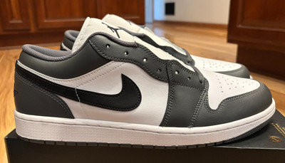 Nike Air Jordan 1 Low White Black Iron Grey 553558 152 Men's Size 14