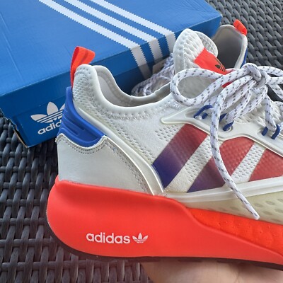 Yキッズ Adidas ZX 2K Boost J White Solar Red Kid's Athletic Shoes
