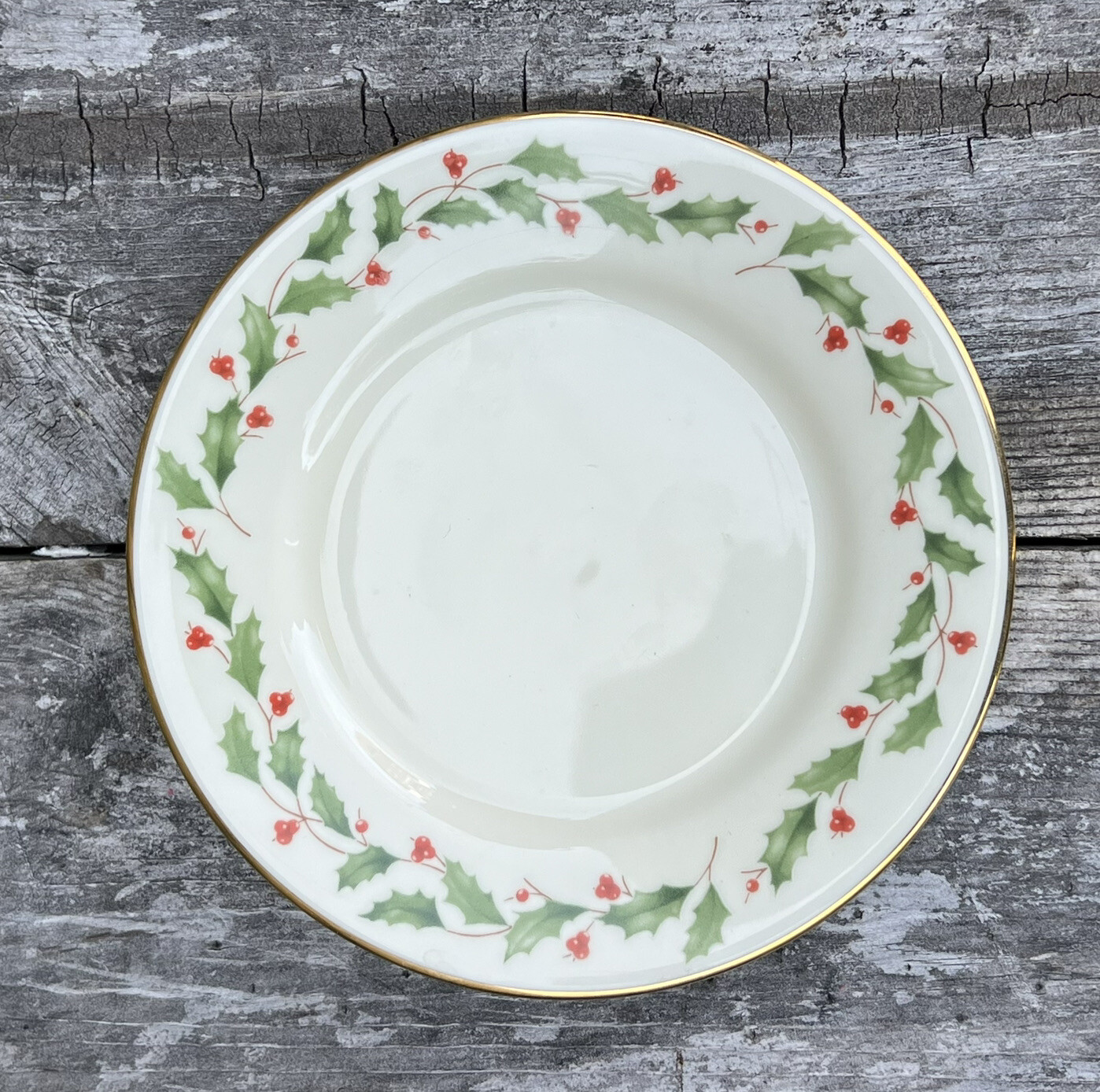 Lenox Holiday Bread & Butter Plate 6 Inches Holly Gold Trim eBay