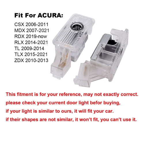 2x Car Door Light LED Projector Ghost Shadow Lamp For Acura MDX RDX RLX TL TLX - Picture 2 of 10