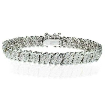 Bracelet Tennis Diamant Marquise 6 Carats - Plaqué Or Blanc 14K - Diamants De Laboratoire - Neuf