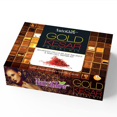 NutriGlow Gold Kesar Facial Kit for Women  6-Piece Skin Care Set (250g) + 10ml
