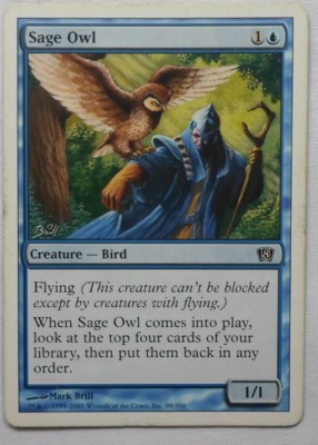 owl cards mtg MAGIC THE GATHERING MTG 2003 8th EDITION BLUE SAGE OWL CREATURE ENGLISH  CARD