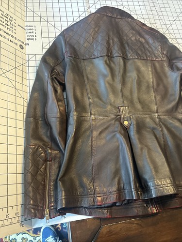 Black Rivet 100% Genuine Leather No Belt Motorcycle Jacket Women Burgundy Size M - Picture 15 of 16