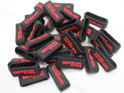 WILSON ''LOGO'' BLACK SILICONE RUBBER TENNIS  RACQUET GRIP BAND (CHOOSE QTY)