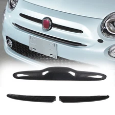 Carbon Look Front Grill & Rear Trunk Door Handle Cover For Fiat 500 595 2016-23