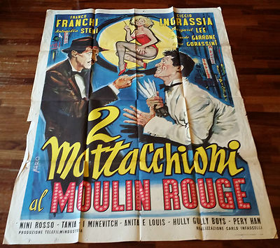 MANIFESTO 2 MATTACCHIONI AL MOULIN ROUGE FRANCO FRANCHI CICCIO INGRASSIA 1964
