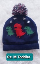 Toddler Dinosaurs Knit/ Fleece Hat, Sz: M ,Blue