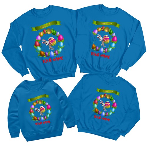 Personalised Family Bunny Egg Happy Easter Sweatshirt Jumper Matching Outfit #ED - Picture 24 of 27