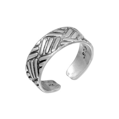 925 Sterling Silver Basket Weave Pattern Adjustable Toe Ring / Finger ...