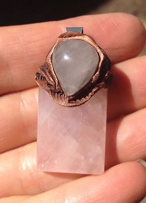 Rose Quartz Gemstone w/Taurus Symbol Birthstone Pendant