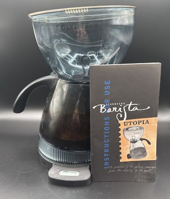 Starbucks BU1 Barista Utopia Vacuum Brewing Pot Coffee Maker Clear Blue w/ Base