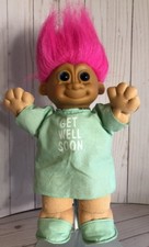 Kidz Get Well Soon 12  Soft Body Russ Troll Doll W/Gown  Slippers - Pink Hair