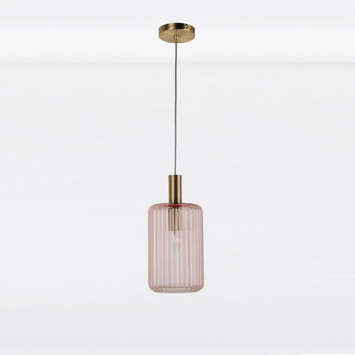 Blush Pink Gold Fluted Glass Ceiling Pendant Light Fitting Kitchen Dining