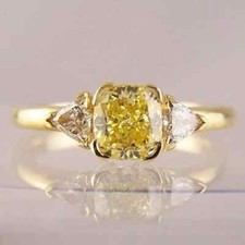 14K Yellow Gold Plated 2Ct Cushion Cut Simulated Citrine Women's Engagement Ring