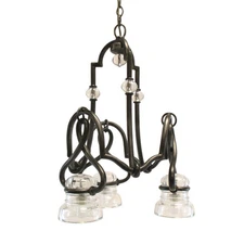 Kalco Darlington 3 Light Chandelier with Clear Glass, Vintage Iron Finish $1197