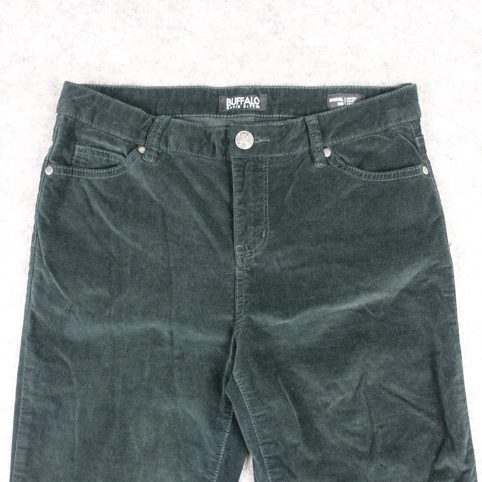 Buffalo David Bitton Pants Womens 8 Green Marvel Mid Rise Velvet Stretch Skinny - Image 2 of 4