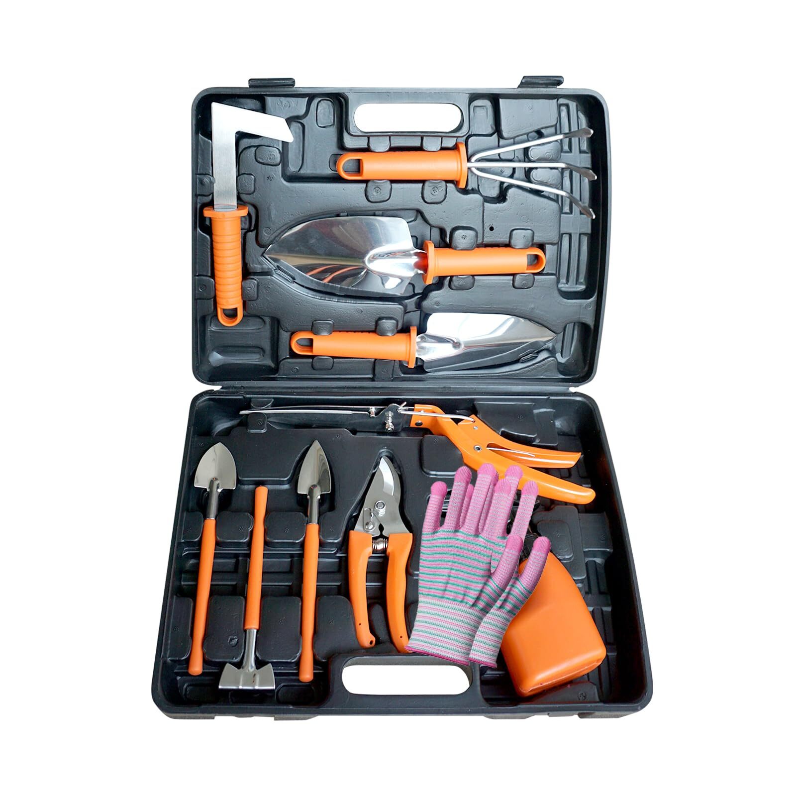 FUSIHWA 10 Pieces Gardening Tools Set Ergonomic Handle Sprayer PrunerShearsGr...