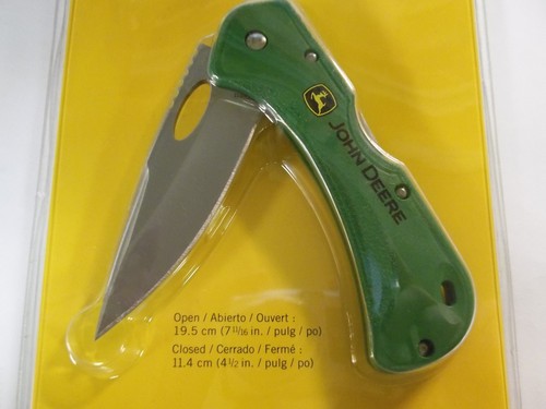 NUOVO COLTELLO DA TASCA JOHN DEERE MANICO TERMOPLASTICO VERDE - TY277 - Foto 1 di 2