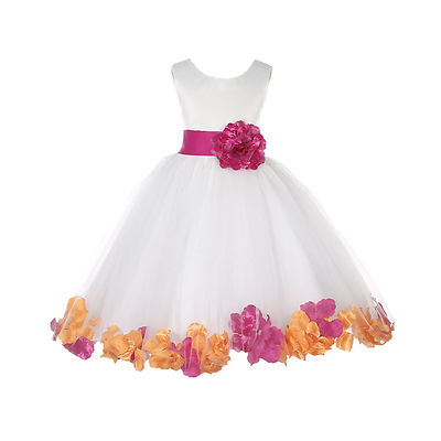  CUSTOMIZE INFANT TODDLER TEEN BRIDAL PARTY IVORY ROSE PETAL FLOWER GIRL DRESS