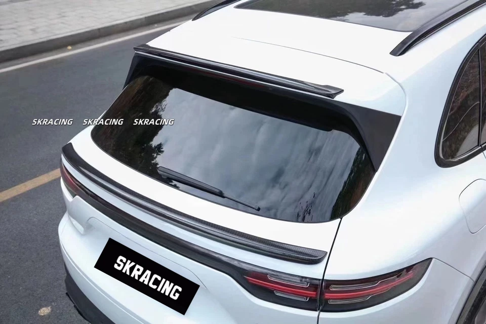 For Porsche Cayenne 2019-2023 Carbon Fiber Rear Trunk Lip Middle Spoiler Wing - Image 4 of 4