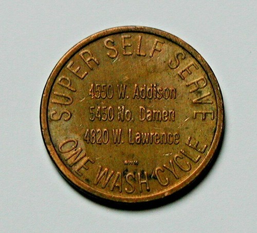 SUPER SELF SERVE CAR WASH (Chicago IL) Brass Token - Damen Lawrence & Addison St - Picture 1 of 2