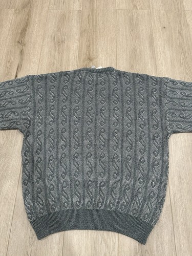 NWT Vintage Giorgio Armani Silk Linen Sweater Geometric Green Green Texture XL - Picture 9 of 13