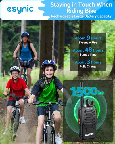 Paquete de 2 walkie talkies profesionales eSynic 3 km/1,8 millas - recargables - probados - LEER - Imagen 12 de 15