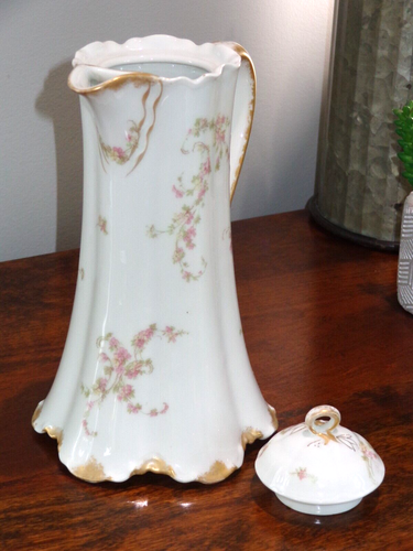 Haviland Limoges Porcelain Schleiger Dainty Floral And Gold Chocolate Pot - Picture 4 of 7