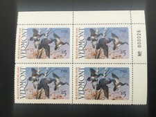 ICOLLECTZONE  US 1986 Vermont VT1 Plate Block Duck Stamp VF NH (C500)