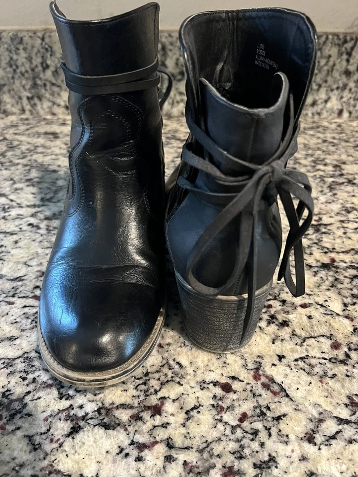 Botines al tobillo de cuero negro RUE 21 S150008 para mujer talla grande 8/9 botas correas Foto 3 de 4