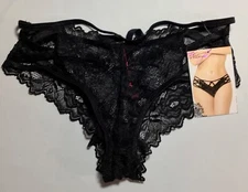 Seven Til Midnight Panty Womens Small Black Lace Cheeky High Waist #10992!