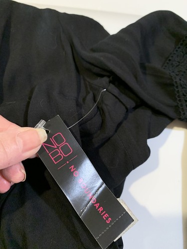 ❤️No Boundaries 3X Top Blouse Sexy Lattice Back Black Lace Insert Bell NWT - Picture 11 of 12