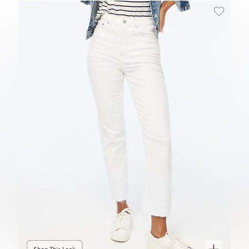 J Crew Stovepipe Straight Frayed Hem Jeans Signature Stretch White 26T NWT - Picture 10 of 10