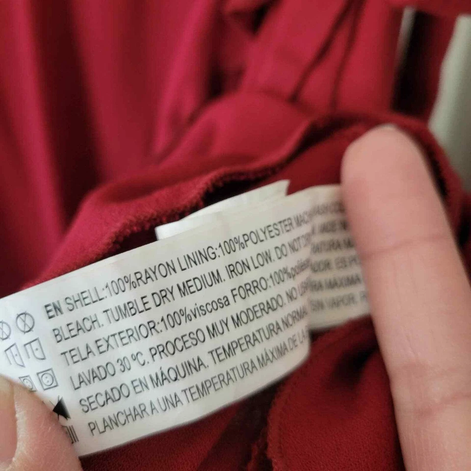 Mini vestido con volantes dobladillo envolvente rojo M para mujer Foto 4 de 4