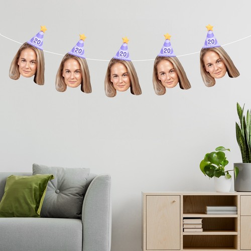 Personalised Face Bunting With Party Hat, Photo Banner CUTOUT Party Accessory - Picture 49 of 280