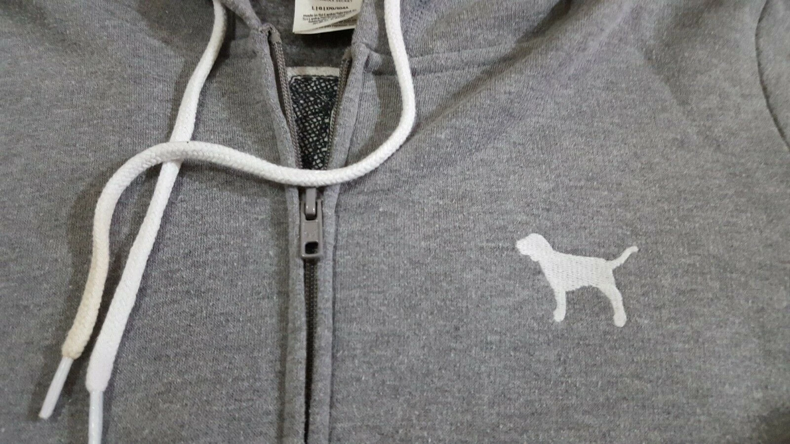 UNDERCOVER Victoria Secret ROSA Felpa con Cappuccio Maglione Full Zip Grigio Taglia L