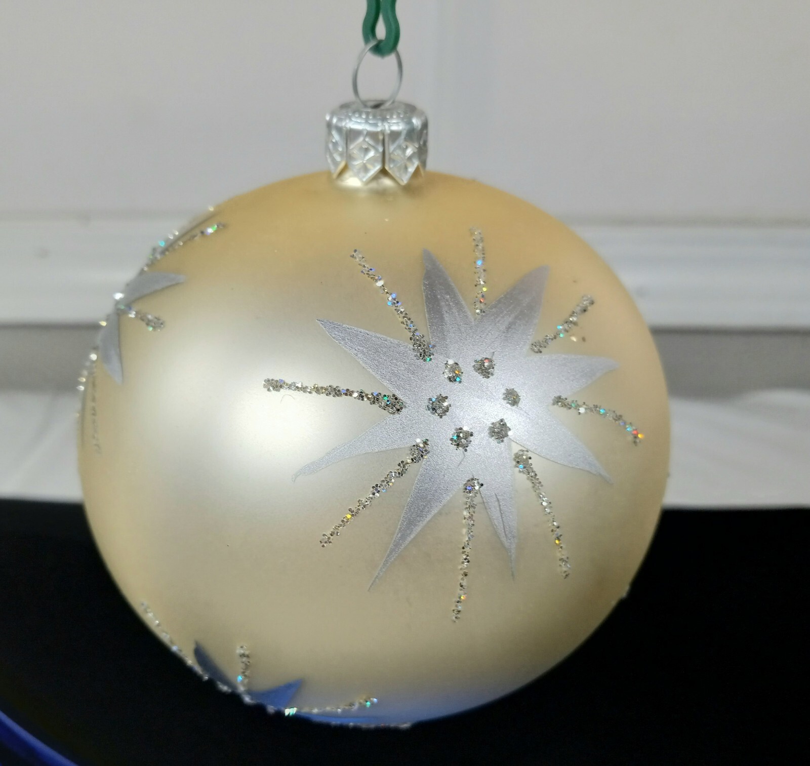 Set Of 2 St. Nicholas Square Mouth Blown European Christmas Ornaments Glitter eBay