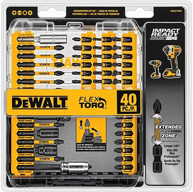 40-Piece DEWALT Screwdriver Bit Set, Impact Ready, FlexTorq
