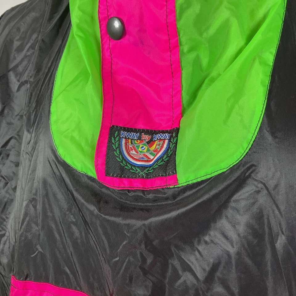 K-Way 9 Vintage Anorak Cortavientos Años 90 Retro Chaqueta Festival Abrigo Neón Pullover Foto 3 de 4