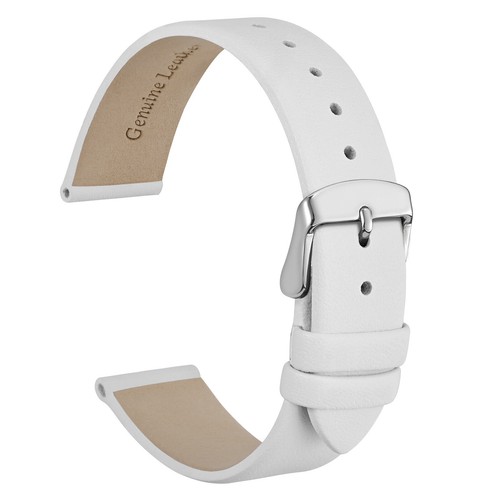 Correa de reloj de cuero genuino WOCCI 8 10 12 14 16 18 20 mm para mujer hebilla plateada - Imagen 24 de 93