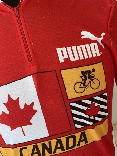 Vintage Puma Cycling Top Jersey men's Size Small Canada Made Red Tour De France - Picture 2 of 7